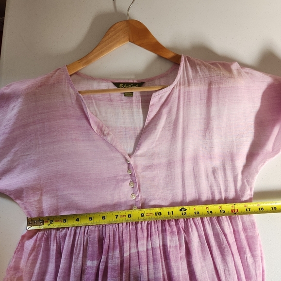 April Cornell Pink Sheer Maxi Dress Cotton Nightgown Cottagecore Whimsy Size XS - Picture 7 of 8